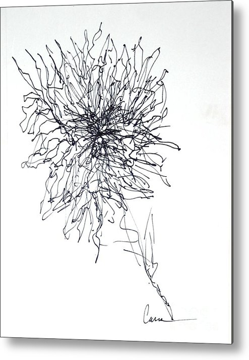 494x715 Abstract Flower Line Drawing Metal Print By Lisa Carroccio - Abstract Flower Sketch