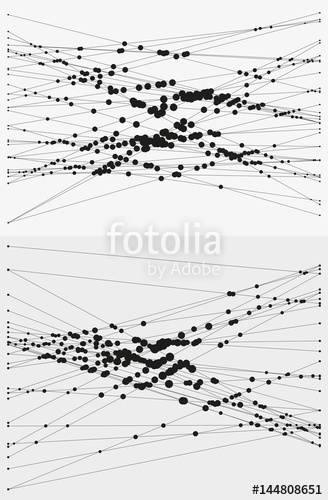 328x500 Group Of Intersecting Lines With Circles On Crossings. Complex - Abstract Geometric Sketch