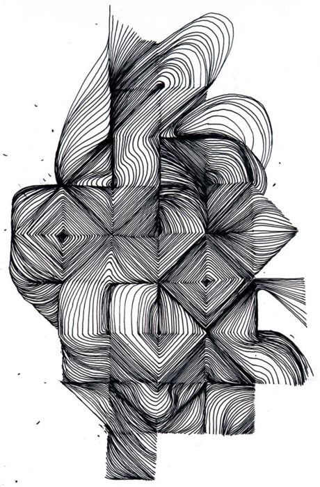 460x700 Something Like This Would Look Really Cool With A Little Color - Abstract Geometric Sketch