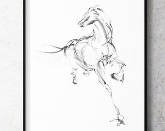 340x270 Horse Drawing Etsy - Abstract Horse Sketch