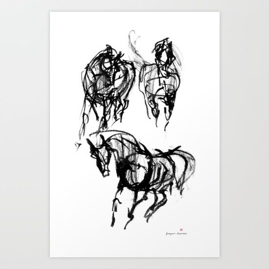 550x550 Horses, Sketch, India Ink, Equine, Equineart, Equestrian, Riding - Abstract Horse Sketch