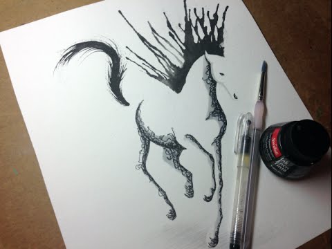 480x360 Minimal Abstract Galloping Horse Drawing Time Lapse - Abstract Horse Sketch