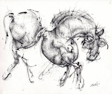 375x317 Original Abstract Horse Drawings For Sale Saatchi Art - Abstract Horse Sketch