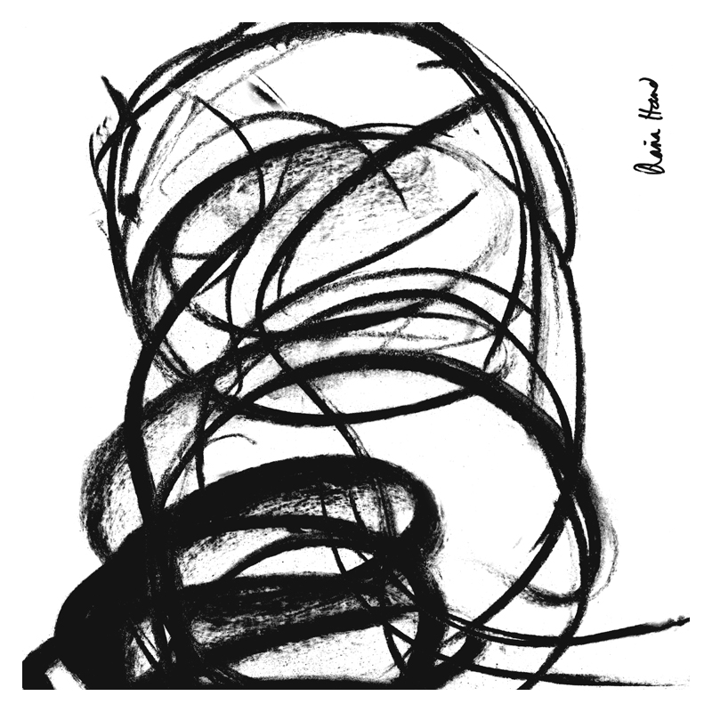 800x800 Silk Scarf Square With Abstract Horse Design Black On White - Abstract Horse Sketch