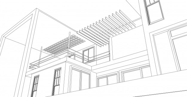 626x327 Abstract Sketch Architectural. Vector Premium Download - Abstract Line Sketch