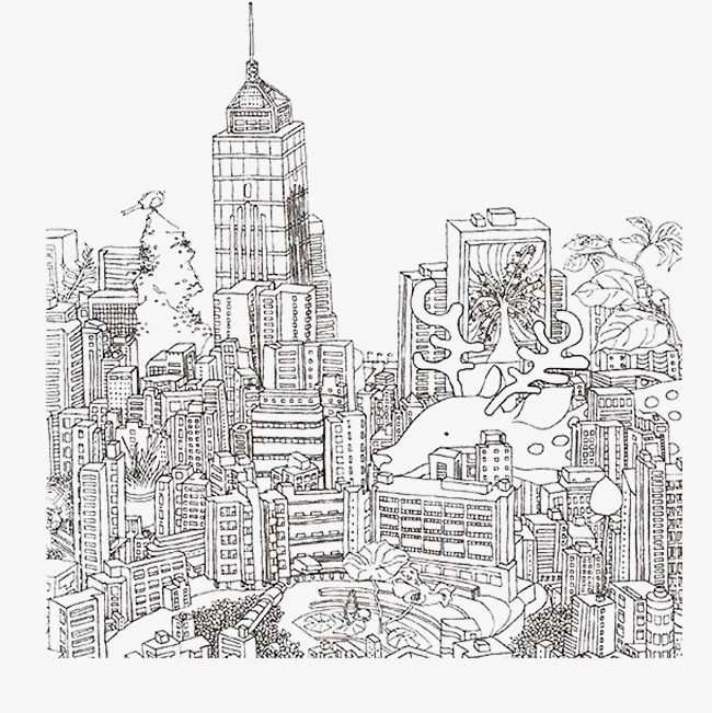 650x651 Hand Drawn Line Drawing Abstract Hong Kong, Line Clipart, Hand - Abstract Line Sketch