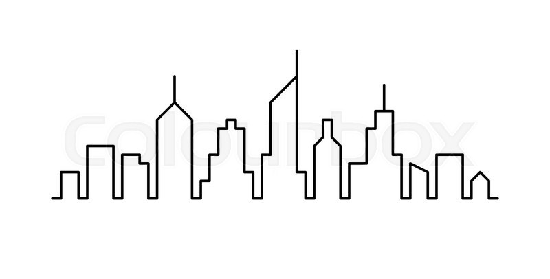 800x406 Line Sketch Cityscape Design. Abstract Black Background Stock - Abstract Line Sketch
