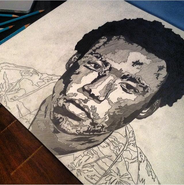 640x642 Childish Gambino Abstract Portrait, Pencil Hiphopimages - Abstract Portrait Sketch