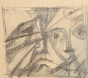 300x267 Vintage Abstract Figures Portrait Pencil Painting Ebay - Abstract Portrait Sketch