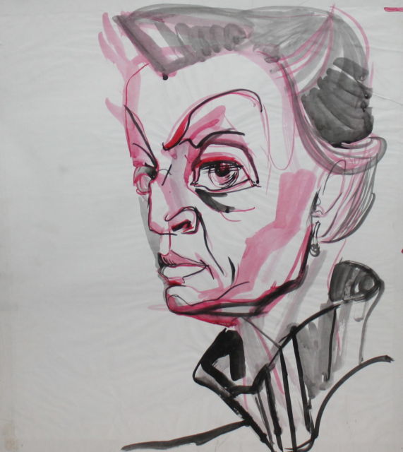 571x640 Vintage Abstract Portrait Pencil Painting Ebay - Abstract Portrait Sketch