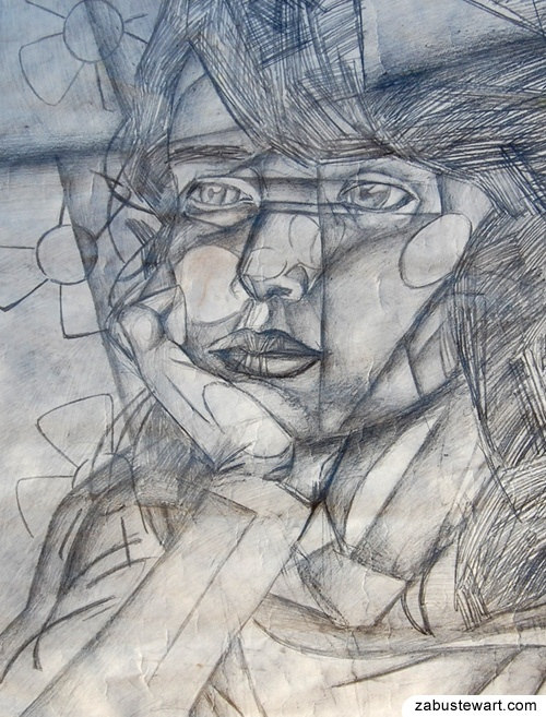 500x657 Zabu Stewart - Abstract Portrait Sketch