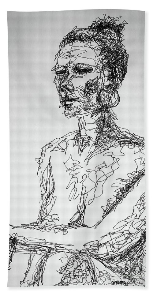 500x967 Abstract Portrait Continuous Line Drawing 3970 Beach Towel For - Abstract Portrait Sketch