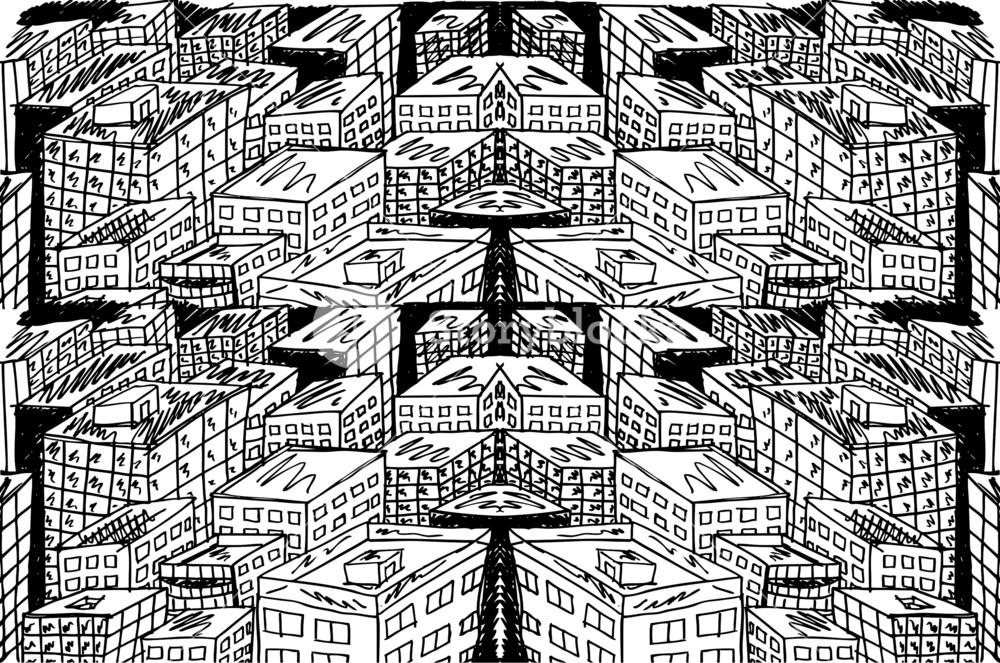 1000x663 Sketch Of Abstract City. Vector Illustration Royalty Free Stock - Abstract Sketch