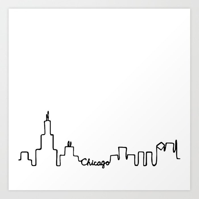 700x700 Chicago Skyline Abstract Sketch Art Print By Stopthepresses Society6 - Abstract Sketch Art