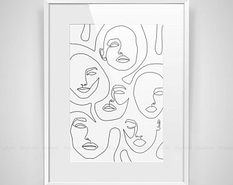 340x270 Face Sketch Etsy - Abstract Sketch Art