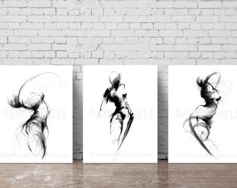 340x270 Figure Drawing Etsy - Abstract Sketch Art