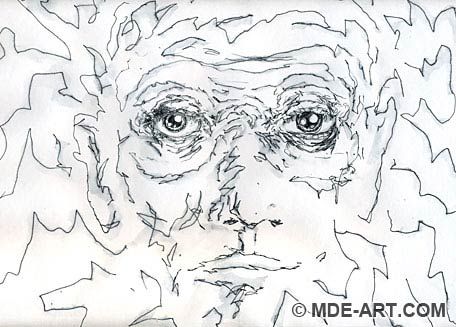 456x327 Sketches Of Abstract Faces Pen And Watercolor - Abstract Sketch Art