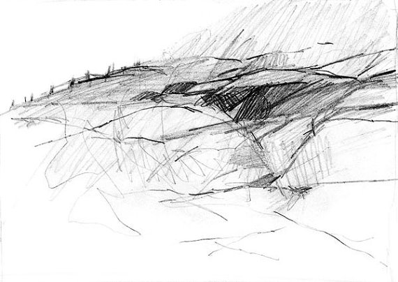 570x404 Abstract Pencil Landscape, Pencil Drawing, Modern Art Print - Abstract Sketch Art