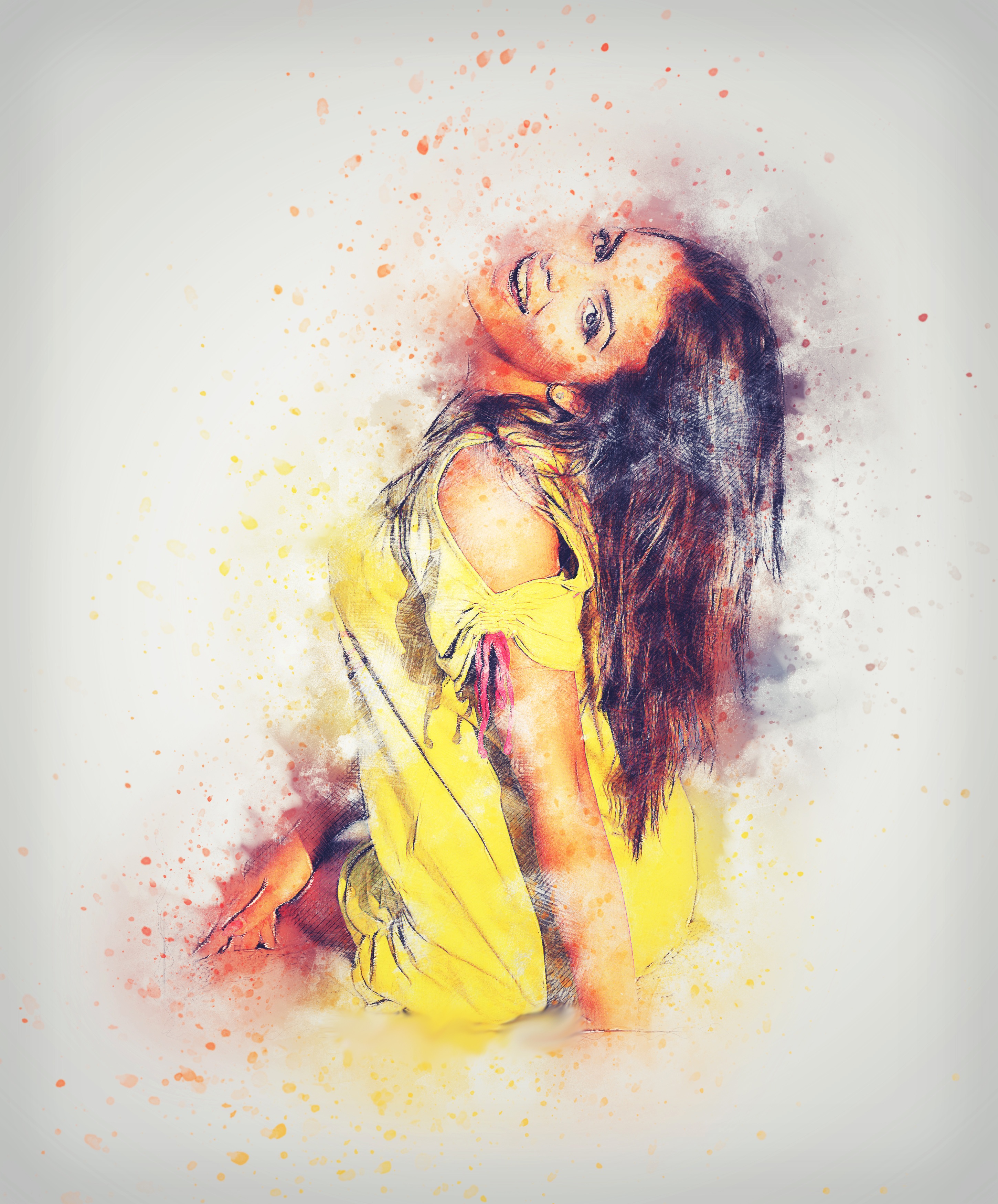 2900x3500 Free Images Abstract, Girl, Woman, Vintage, Portrait, Color - Abstract Woman Sketch