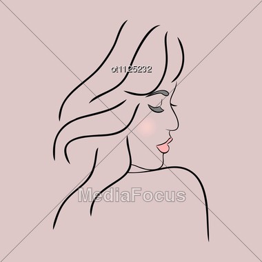 380x380 Stock Photo Abstract Girl Face Profile - Abstract Woman Sketch