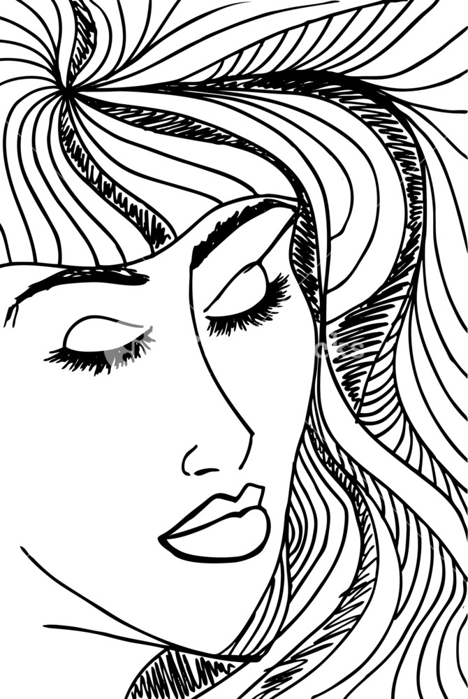 670x1000 Abstract Sketch Of Woman Face. Vector Illustration. Royalty Free - Abstract Woman Sketch