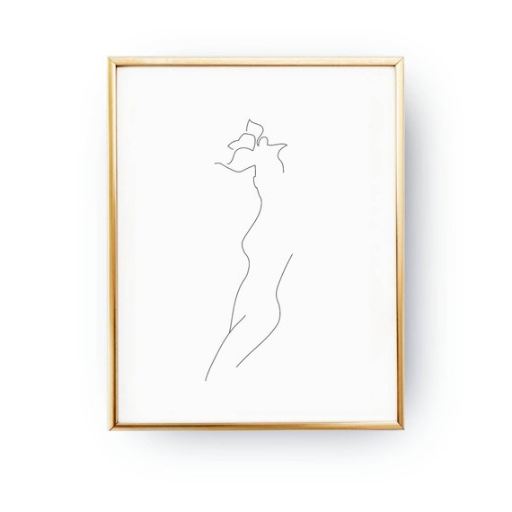 570x570 Abstract Woman Body Minimal Art One Line Drawing Black And Etsy - Abstract Woman Sketch