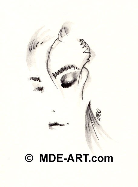 456x618 Abstract Woman Drawing, Female Portrait - Abstract Woman Sketch