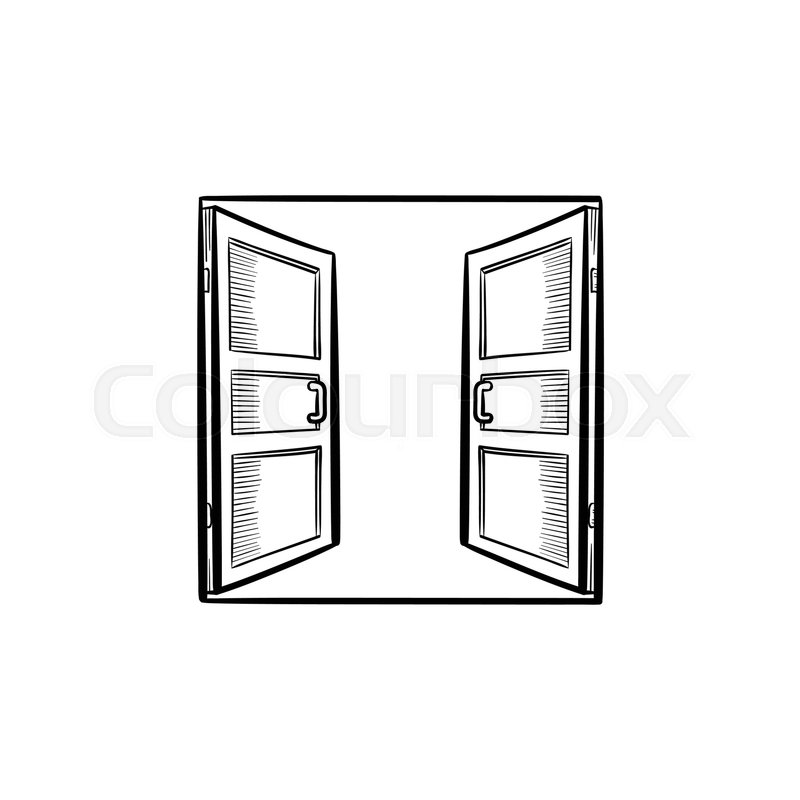 800x800 Open Doors Hand Drawn Outline Doodle Icon. Access Vector Sketch - Access Sketch
