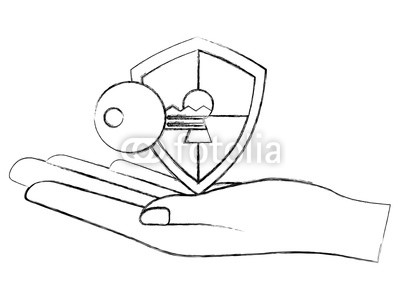 400x299 Hand Holding Shield Protection Key On Keyhole Access Cyber - Access Sketch