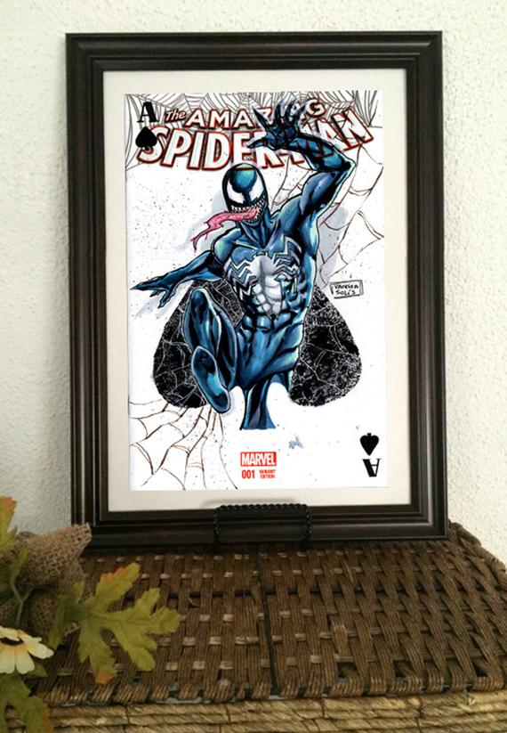 570x823 Venom Spiderman Ace Of Spades Sketch Cover Etsy - Ace Of Spades Sketch