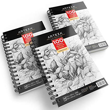 425x425 Arteza 5.5x8.5 Sketch Book 3 Pack, 300 Pages Total - Acid Sketch