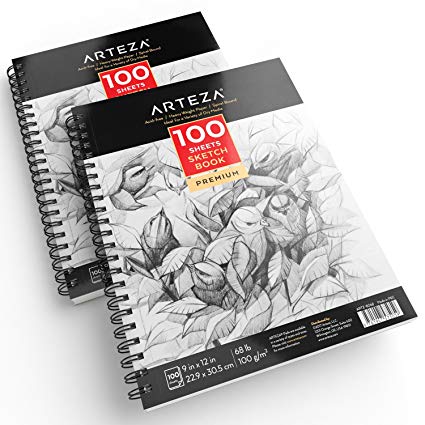 425x425 Arteza 9x12 Sketch Book 2 Pack, 200 Pages Total, Two - Acid Sketch