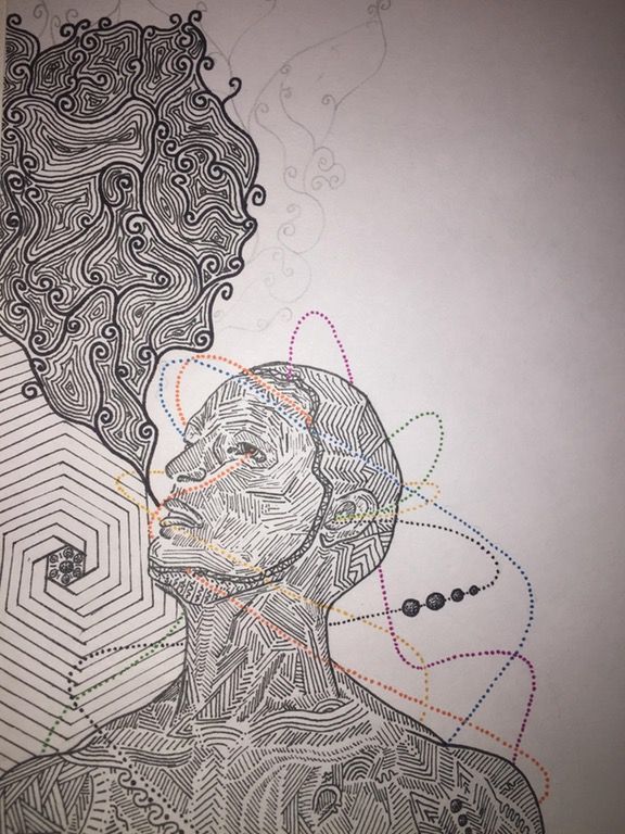 576x768 Smoking Weed On Acid [Trip Inspired Drawing]lsd Art - Acid Sketch