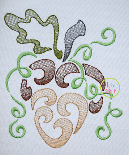 417x500 Swirly Acorn Sketch Embroidery The Itch 2 Stitch - Acorn Sketch