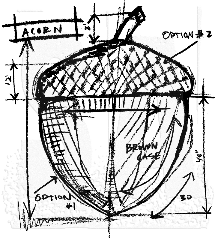 727x800 Tim Holtz Wood Mounted Stamp - Acorn Sketch