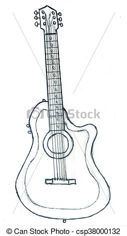 254x470 Acoustic Guitar Sketch. Musical Instrument Acoustic Guitar In - Acoustic Guitar Sketch
