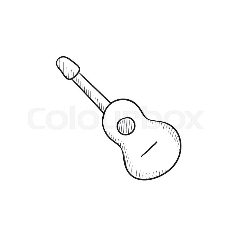 800x800 Acoustic Guitar Vector Sketch Icon Isolated On Background. Hand - Acoustic Guitar Sketch