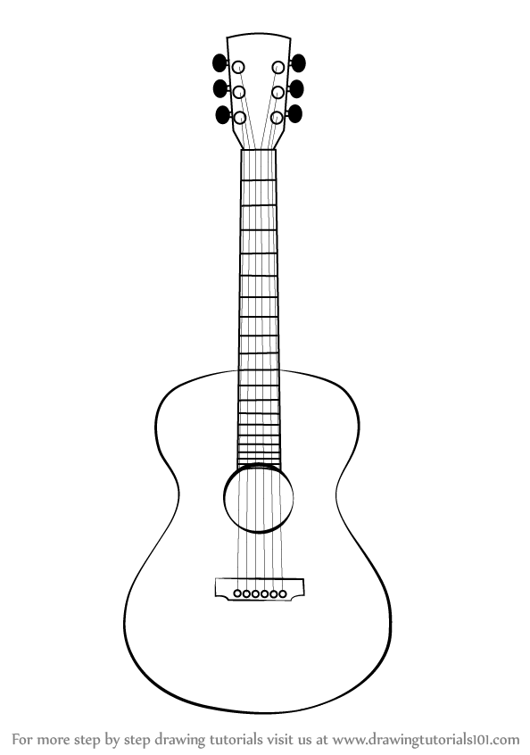 594x846 Learn How To Draw An Acoustic Guitar (Musical Instruments) Step By - Acoustic Guitar Sketch