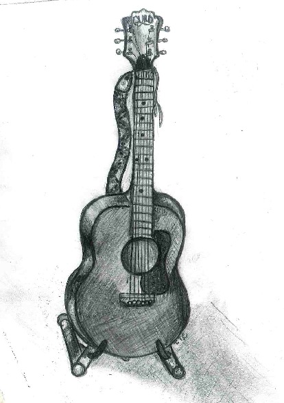 414x588 Acoustic Guitar Sketch By Turquoise Truck - Acoustic Guitar Sketch