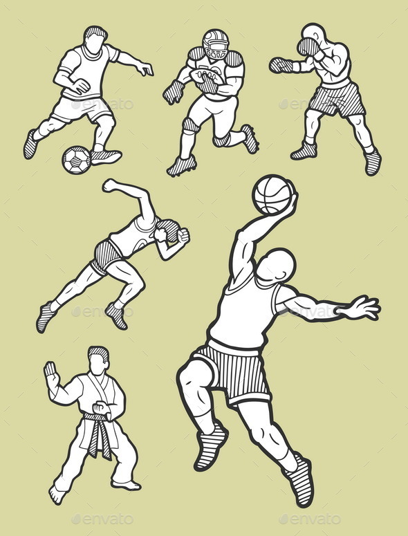 590x775 Male Sport Icons Sketch By Comicvector703 Graphicriver - Activity Sketch