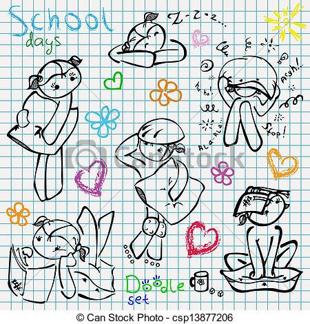 450x470 School Doodle Set, Children Activity Pen Sketch. - Activity Sketch