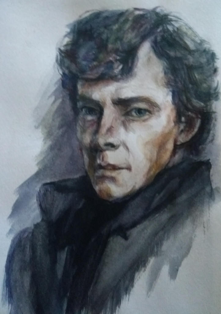 723x1024 Portrait Sketch Of An Actor Watercolour Sketch Painting - Actor Sketch