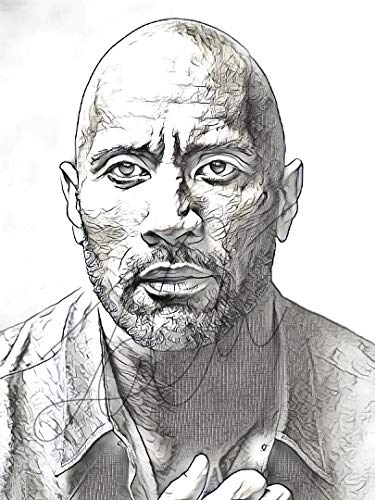 375x500 Dwayne Johnson Sketch Drawing Print Poster Hand Drawn - Actor Sketch