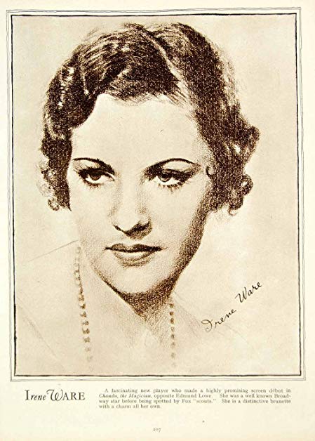 449x628 1933 Rotogravure Irene Ware Actress Sketch Portrait - Actress Sketch