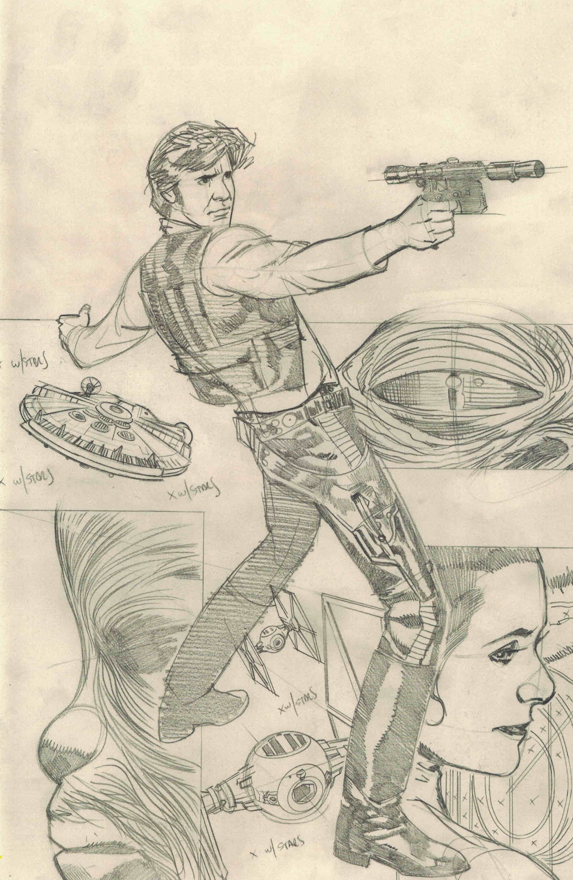 1959x3006 Star Wars Rebel Heist - Adam Hughes Sketch