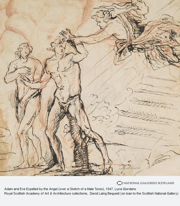 600x687 Adam And Eve Expelled By The Angel (Over A Sketch Of A Male Torso - Adam Sketch