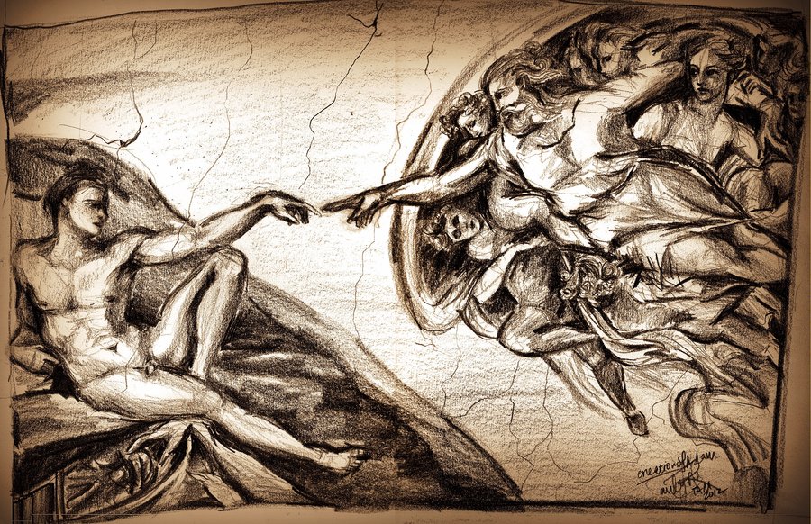 900x582 Creation Of Adam By Tamitw - Adam Sketch