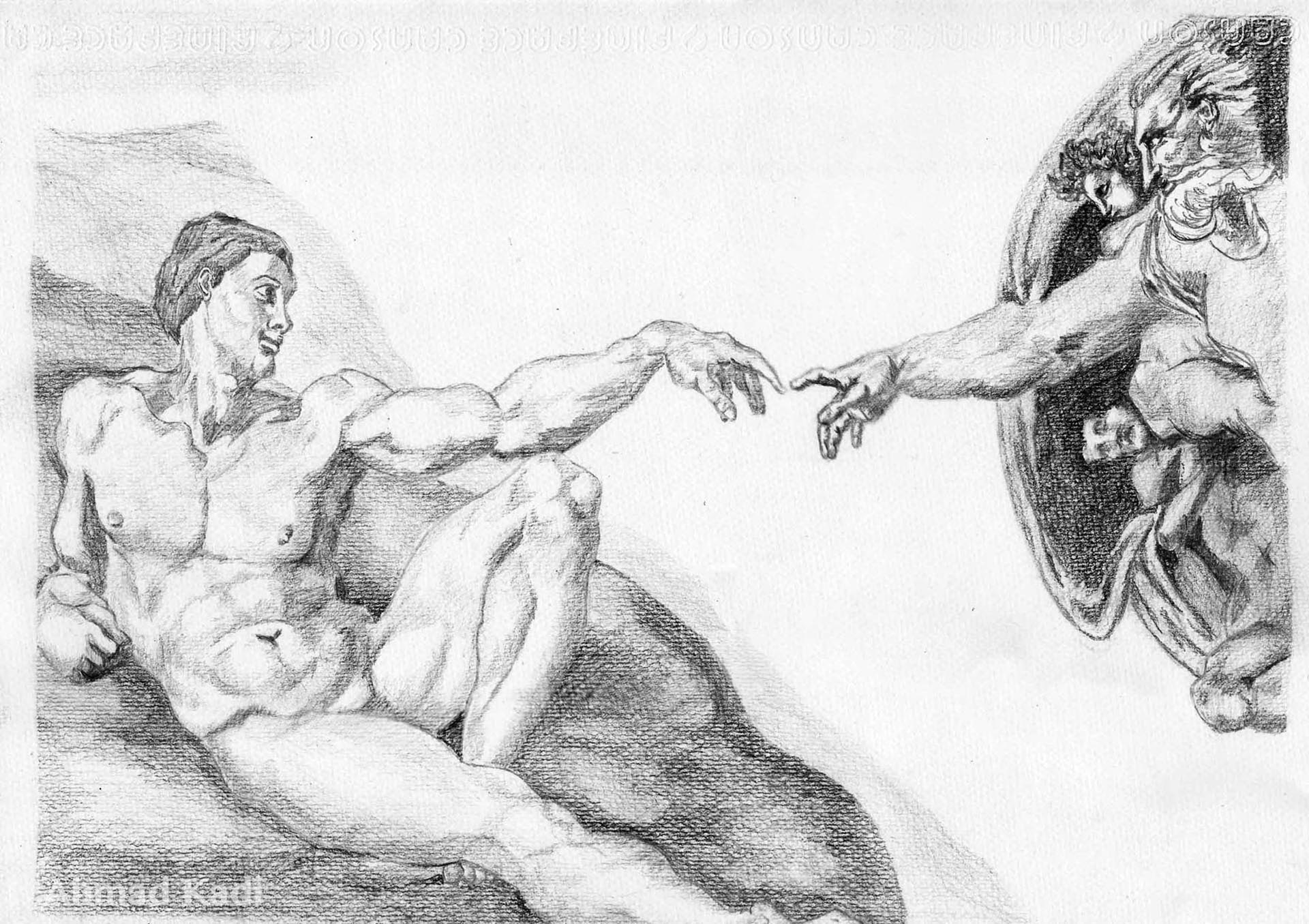 1920x1355 Portrait The Creation Of Adam Sketch By Ahmad Kadi For Art - Adam Sketch