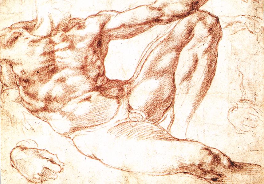 859x601 Sketch For The Fresco Creation Of Adam By Michelangelo - Adam Sketch