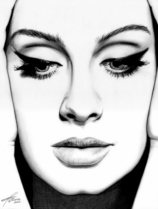 528x700 Portrait Of Adele By Greg Drawings On Stars Portraits - Adele Sketch